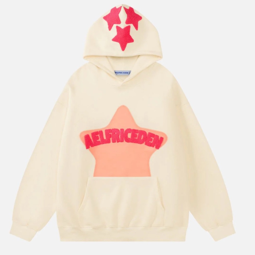 Aelfric Eden Cream Hoodie with Red Stars